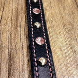 Black Sparkle Silver Spot Leather Dog Collar BTB