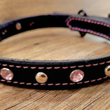 Black Sparkle Silver Spot Leather Dog Collar BTB