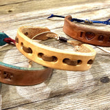 Leather Straight Message Bracelet Adjustable - Assorted BTB