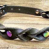 Black Leather Rainbow Dog Collar BTB