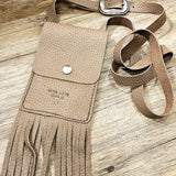 Leather Hanging Fringe Adustable Cell Phone Case BTB