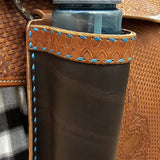 Billet Bottle Holder Leather Tooled Buckstitch BTB