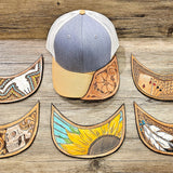 Custom Leather Tooled Brim Baseball Cap Color Set 1 BTB