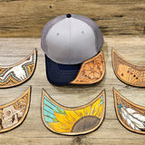 Custom Leather Tooled Brim Baseball Cap Color Set 1 BTB