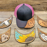 Custom Leather Tooled Brim Baseball Cap Color Set 1 BTB