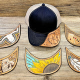 Custom Leather Tooled Brim Baseball Cap Color Set 1 BTB