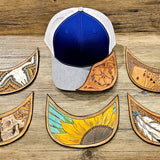 Custom Leather Tooled Brim Baseball Cap Color Set 1 BTB
