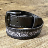 All Leather Embossed Snake Inlay Belt BTB