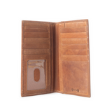 Mens Crest Ridge Handtooled Leather Wallet in Copper Tan