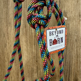 Hand Tied 4 Knot Rope Halter Average Dark Rainbow