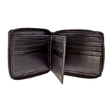 4 1/2" Black Leather Zipper Wallet