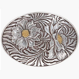 Oval Sunflower Engraving Belt Buckle