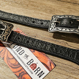 Black Leather Caman Embossed Spur Straps BTB