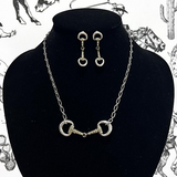 Western Horsebit Necklace Set Silver/Gold