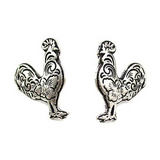 Western Etched Rooster Stud Earring