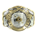 Crumrine Double Barrel Ace of Spades Buckle