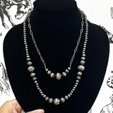 Navajo Pearl Bead Layered Necklace Silver