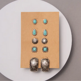 Western Theme 5-Pair Assorted Turquoise Earring Set