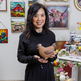 Petal  Plow Table Decor Resin Chicken, 7.75"H