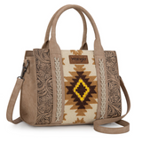 Wrangler Tooled Aztec Pattern Print Concealed Carry Tote/Crossbody Tan