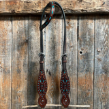 Hand Painted Two Tone One Ear Headstall/Bridle