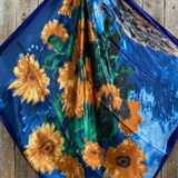 35X35 Blue Painted Sunflowers Wild Rag