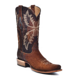 Mens Chocolate Embroidered SQ Toe