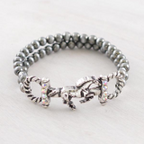 Horsebit Navajo Pearl Bead Bracelet AB Stone