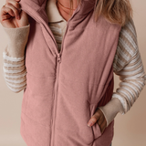 Corduroy Stand Neck Zipped Puffer Vest
