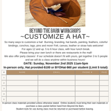 Custom Hat Workshop! Sunday Nov. 2nd 11-5