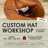 Custom Hat Workshop! Sunday Nov. 2nd 11-5