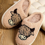 Cartoon Animal Plush Highland Cow Slippers