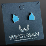 Faux Turquoise Cow Tag Earrings