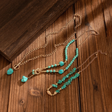 Plated Toggle Clasp Turquoise Cable Chain Layered Necklace