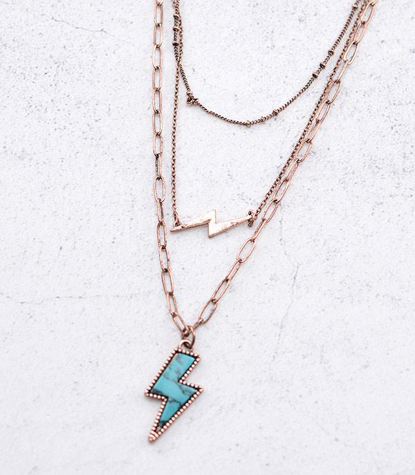 Western Layered Lightning Bolt Necklace