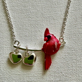Cardinal with Hearts Jewelry Necklace in Box