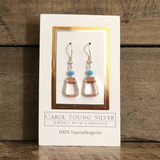 Saddle Stirrup Earrings On Wire with Aqua Bead Jewelry