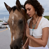 Two Moons Spell Earrings in Mesa Blue Necklace