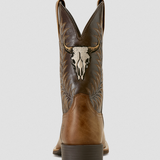 Mens Sport Steer Skull Wide Square Western Boot
