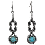 Justin Drop Dangle Square Knot W/Faux Turquoise Stone