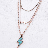 Western Layered Lightning Bolt Necklace