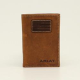 Ariat Trifold Flag Patch Logo Medium Brown Wallet
