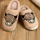 Cartoon Animal Plush Highland Cow Slippers