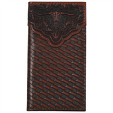 Justin Mens Jr Rodeo Wallet Embossed Yoke W/Basketweave and Steerhead