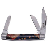 Justin Stockman Knife Acrylic USA Flag 3 Blade