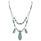 Justin Ladies Necklace 2 Strand Turquoise Stone Pendants