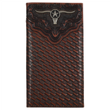 Justin Mens Rodeo Wallet Embossed Yoke W/Basketweave and Steerhead
