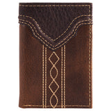 Justin Mens Trifold Wallet Yoke With Stitching