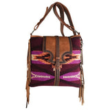 Justin Crossbody Brown With Purple Aztec Blanket Handbag