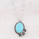 Turquoise Semi Stone Concho Pendant Necklace